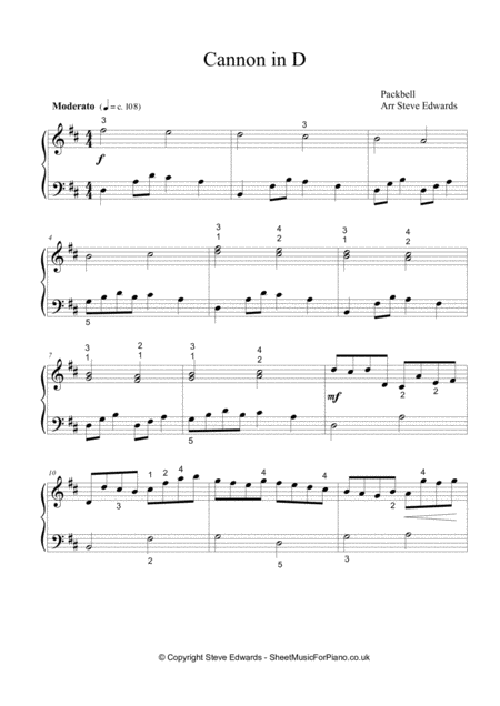 Cannon In D Moderate Piano Solo Page 2