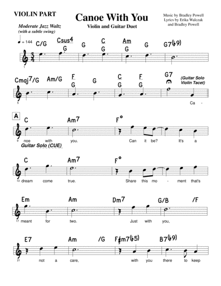 Canoe With You Violin Part For Violin And Guitar Duet Page 2