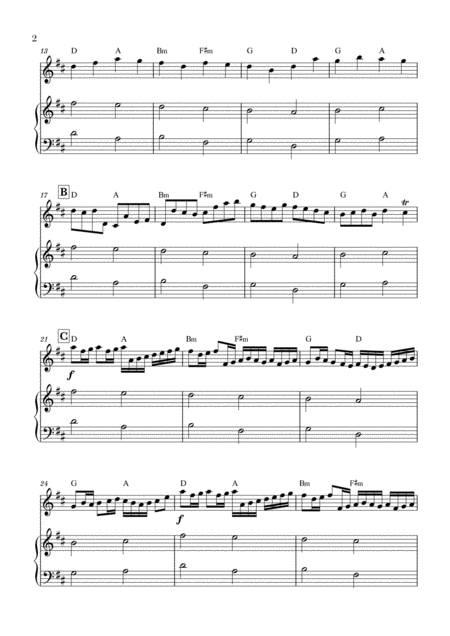 Canon In D For Violin And Very Easy Piano And Chords Page 2