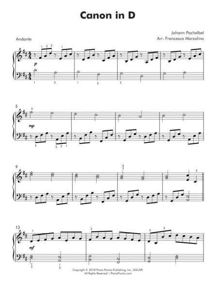 Canon In D Intermediate Piano Page 2