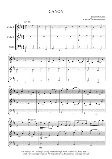 Canon In D Pachelbel For 2 Violins Cello Page 2