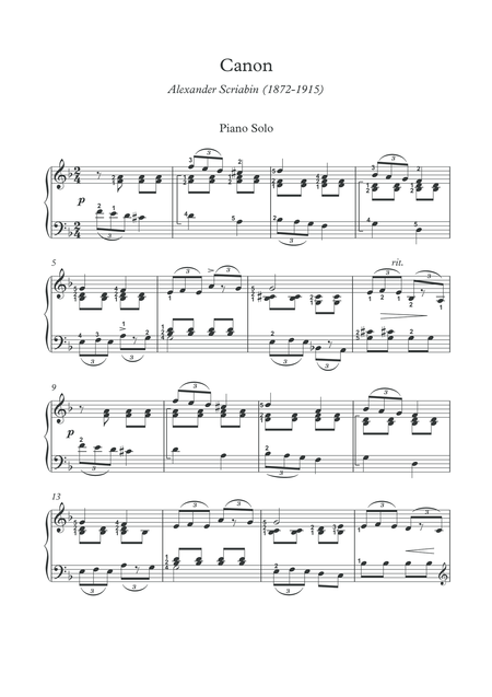 Canon Piano Solo By Alexander Scriabin Page 2