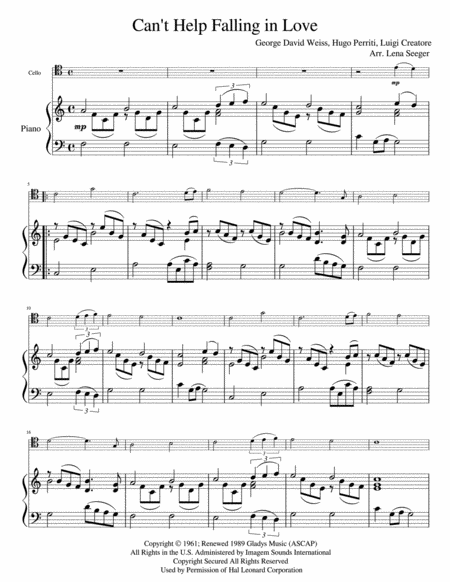 Cant Help Falling In Love Cello And Piano Page 2