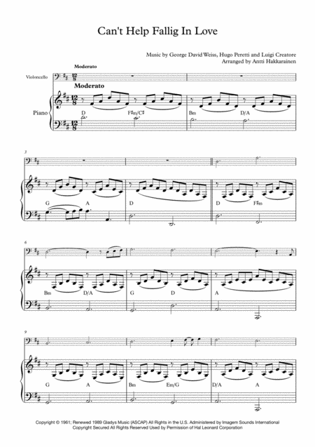 Cant Help Falling In Love Cello Piano Page 2