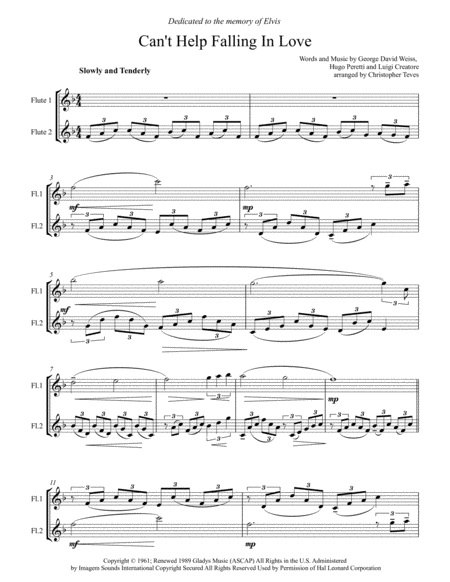 Cant Help Falling In Love For Flute Duet Page 2