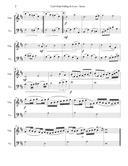 Cant Help Falling In Love For Violin And Cello Page 2