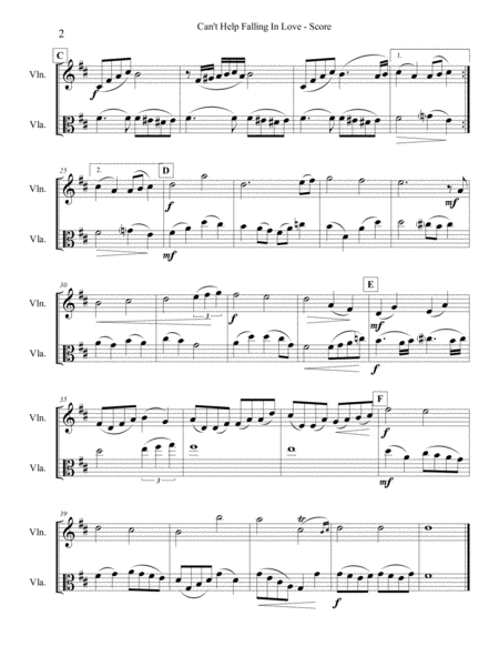 Cant Help Falling In Love For Violin And Viola Page 2