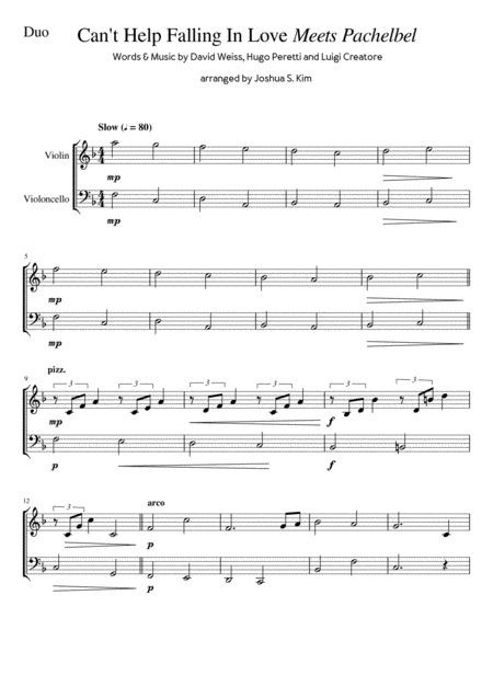 Cant Help Falling In Love For Violin Cello Canon Version Page 2