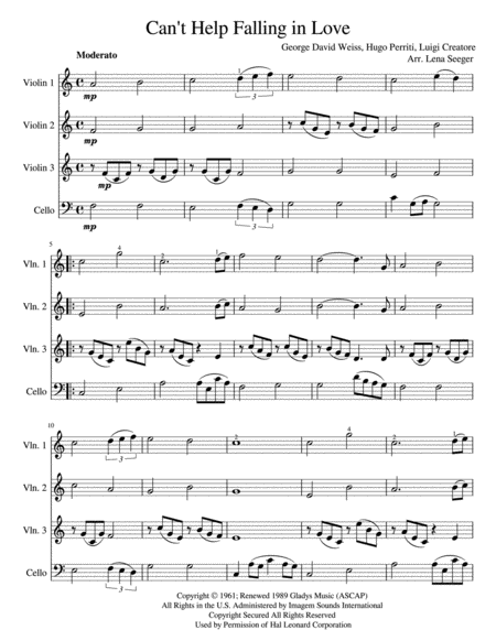 Cant Help Falling In Love Three Violins And Cello Page 2
