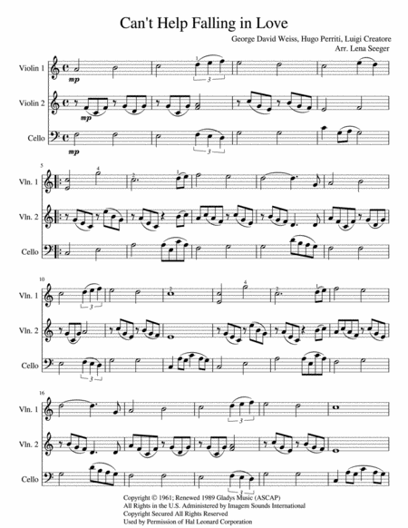 Cant Help Falling In Love Two Violins And Cello Page 2