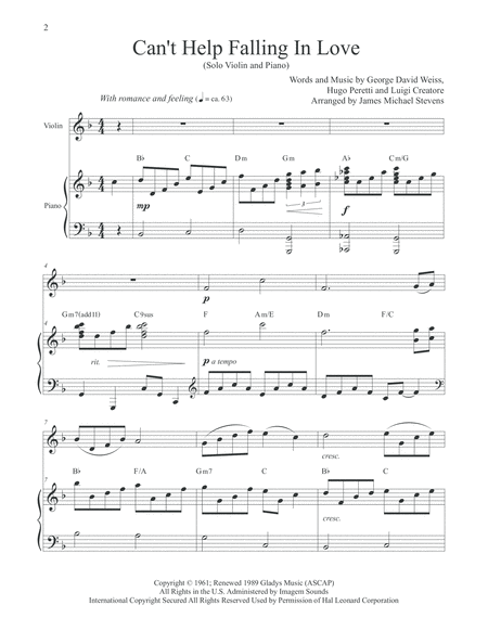 Cant Help Falling In Love Violin Piano Page 2