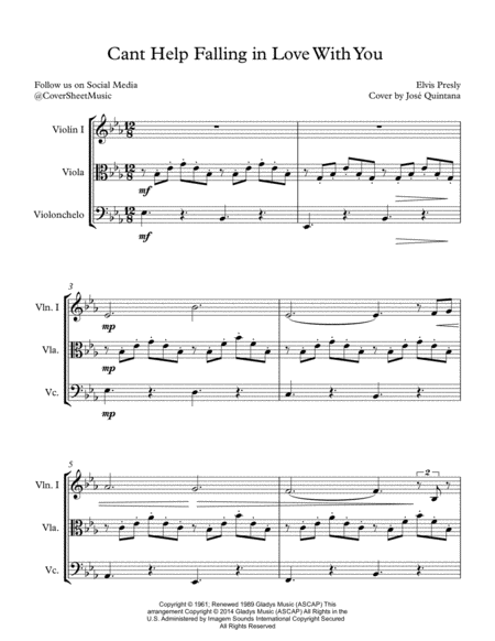 Cant Help Falling In Love With You String Trio Page 2