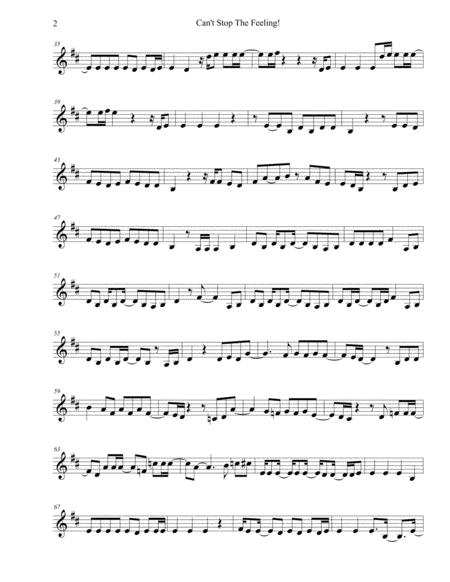 Cant Stop The Feeling Original Key Clarinet Page 2