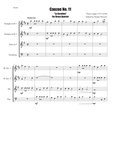 Canzon No 11 La Serafina For Brass Quartet Pietro Lappi Page 2