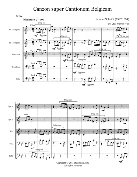 Canzon Super Cantionem Belgicam Samuel Scheidt For Brass Quintet Page 2