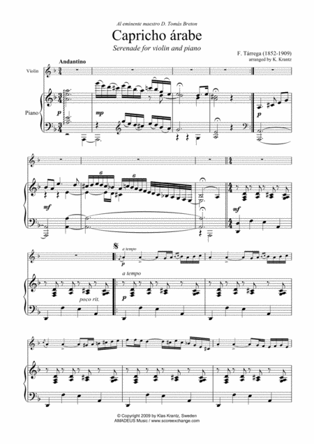 Capricho Arabe For Violin And Piano Page 2