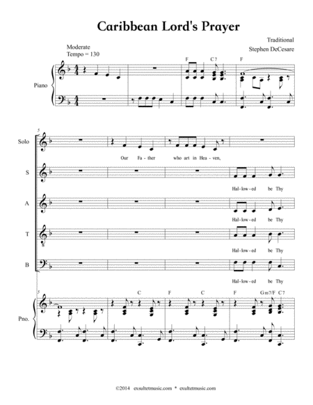 Caribbean Lords Prayer For Solo Satb Page 2