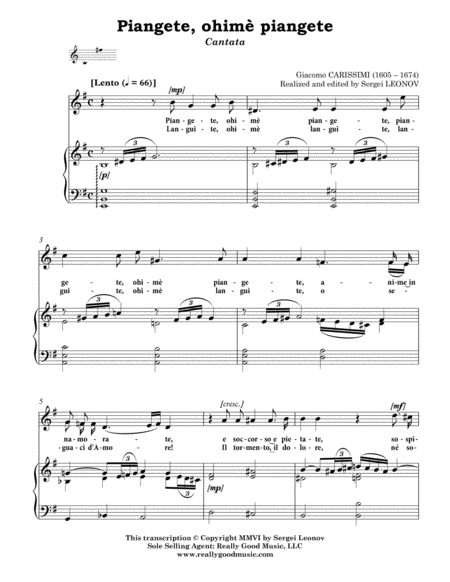 Carissimi Giacomo Piangete Ohim Piangete Cantata For Voice Alto Baritone And Piano E Minor Page 2