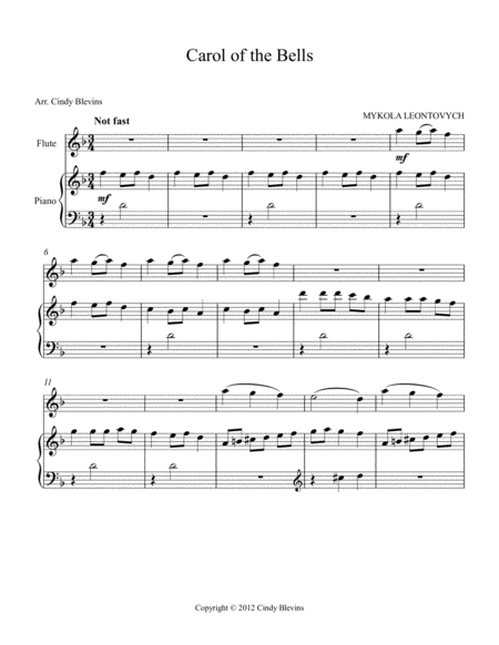 Carol Of The Bells Arranged For Piano And Flute Page 2