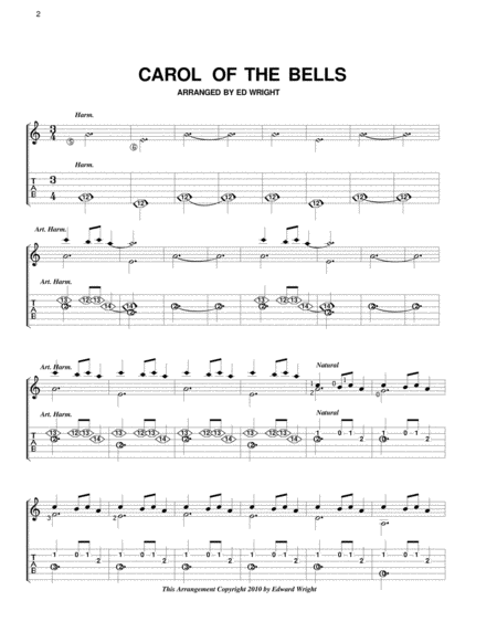 Carol Of The Bells Arranged For Solo Guitar Page 2