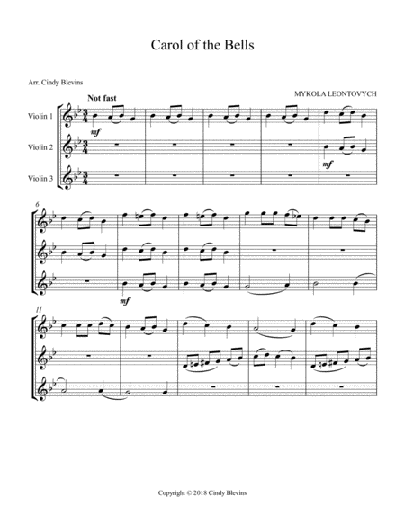 Carol Of The Bells Arranged For Violin Trio Page 2