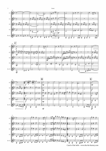 Carol Of The Bells Pentatonix Style Clarinet Quintet Page 2