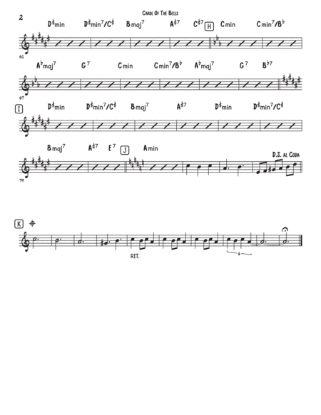 Carol Of The Bells Saxophone Quartet Satb Or Aatb Page 2