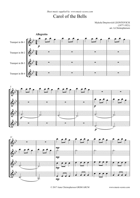Carol Of The Bells Trumpet Quartet Page 2