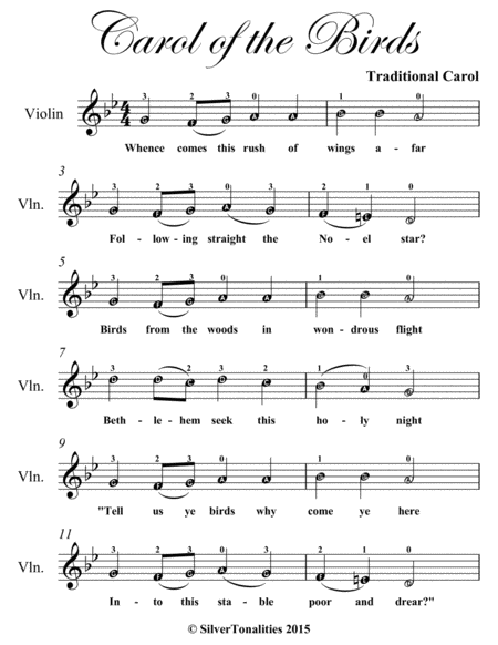 Carol Of The Birds Easy Violin Sheet Music Page 2