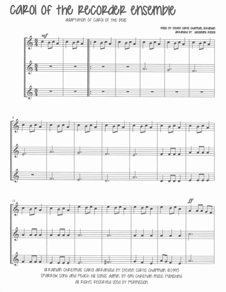 Carol Of The Recorder Ensemble Page 2