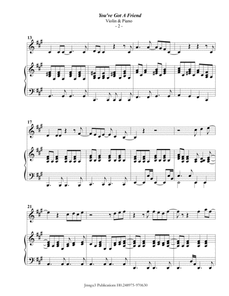 Carole King You Ve Got A Friend For Violin Piano Page 2