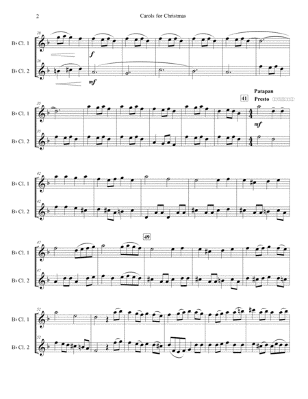 Carols For Christmas A Medley For Two Clarinets Page 2