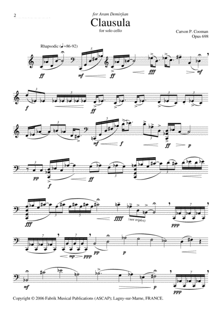 Carson Cooman Clausulae I Ii And Iii For Solo Cello Page 2