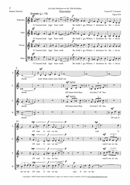 Carson Cooman Eternitie From The Revelations Of Divine Love Metaphors From Sea And Sky For Satb Chorus Page 2