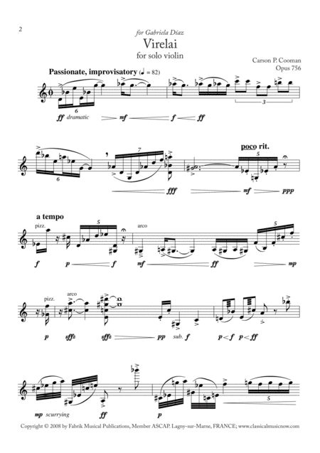 Carson Cooman Virelai 2008 For Solo Violin Page 2