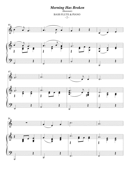 Cat Stevens Morning Has Broken For Bass Flute Piano Page 2