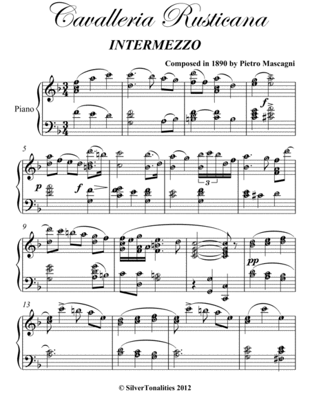 Cavalleria Rusticana Intermediate Piano Sheet Music Page 2