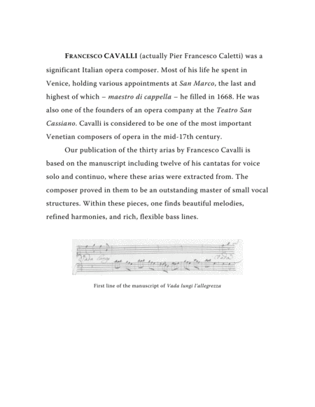Cavalli Francesco Vada Lungi L Allegrezza Aria From The Cantata Arranged For Voice And Piano E Minor Page 2