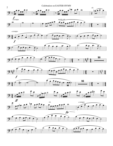 Celebration On Easter Hymn Trombone 1 Score Page 2