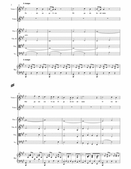 Cesar Frank Panis Angelicus For 2 Voices And String Orchestra With Piano Or Harp In A Page 2
