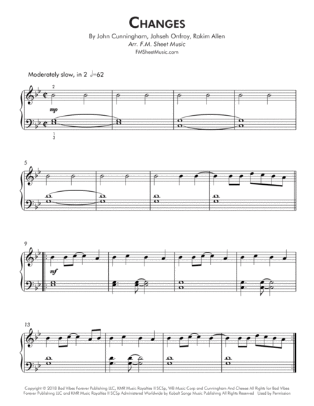 Changes Easy Piano Page 2