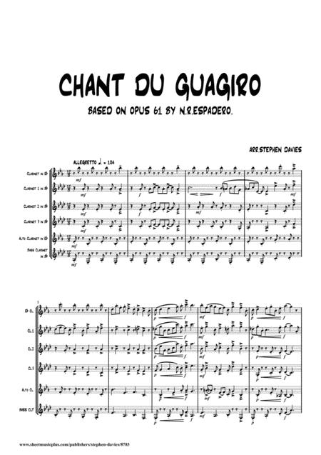 Chant Du Guagiro Based On Op 61 By Nicholas Ruiz Espadero For Clarinet Sextet Page 2