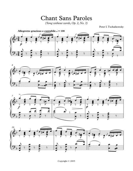 Chant Sans Paroles Tchaikovsky Page 2