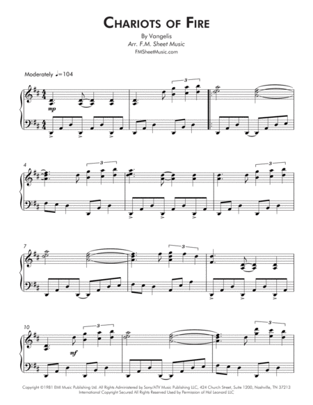 Chariots Of Fire Intermediate Piano Page 2