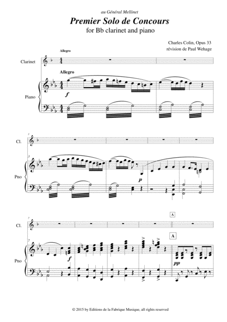 Charles Colin Solo De Concours No 1 Opus 33 Arranged For Bb Clarinet And Piano Page 2