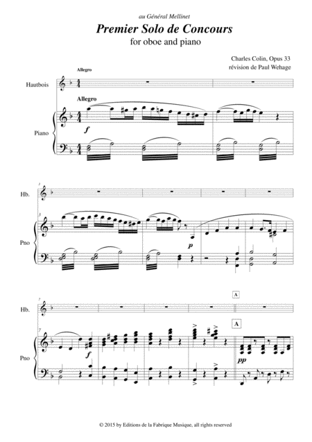 Charles Colin Solo De Concours No 1 Opus 33 For Oboe And Piano Page 2