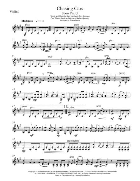 Chasing Cars Violin Solo For Solo Violin Page 2