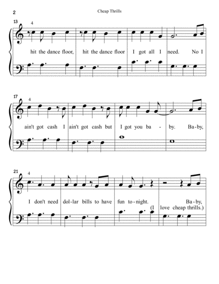 Cheap Thrills Easy Piano Page 2