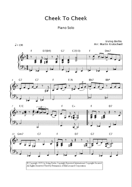 Cheek To Cheek Piano Solo Page 2