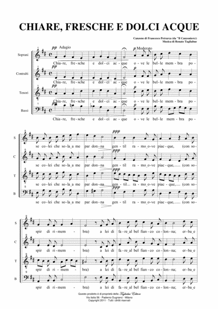 Chiare Fresche E Dolci Acque Sonetto Di F Petrarca For Satb Choir Page 2